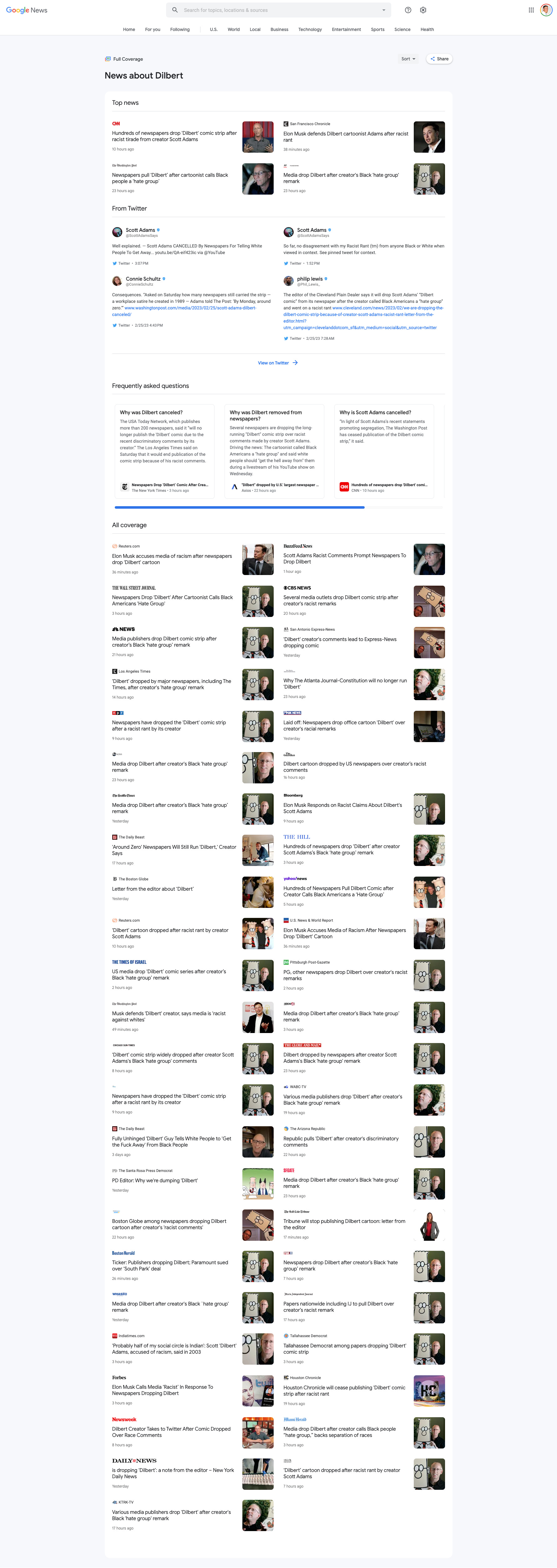 Google News results for Dilbert search