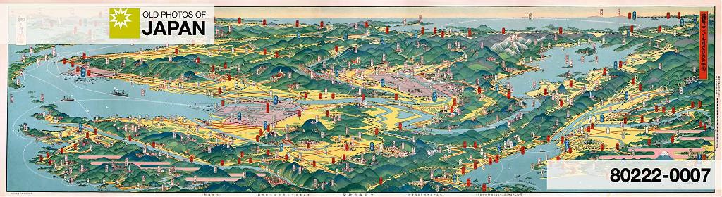 Hatsusaburo Yoshida bird’s-eye view map of Kansai, 1926 Hatsusaburo Yoshida bird’s-eye view map of Kansai, 1926