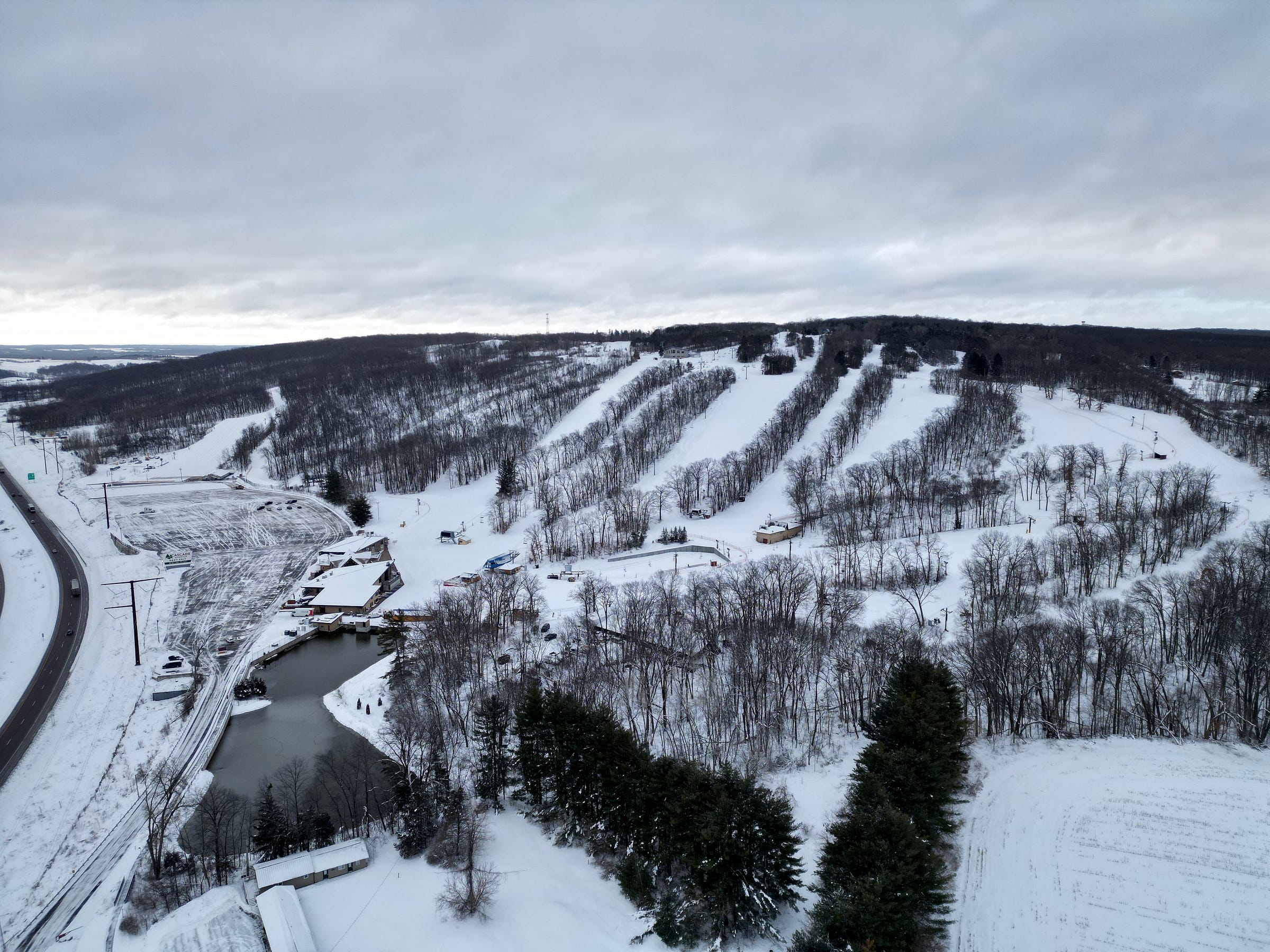 It doesn't get more convenient than this - Cascade sits directly off Interstates 90 and 94. Photo courtesy of Cascade Mountain.