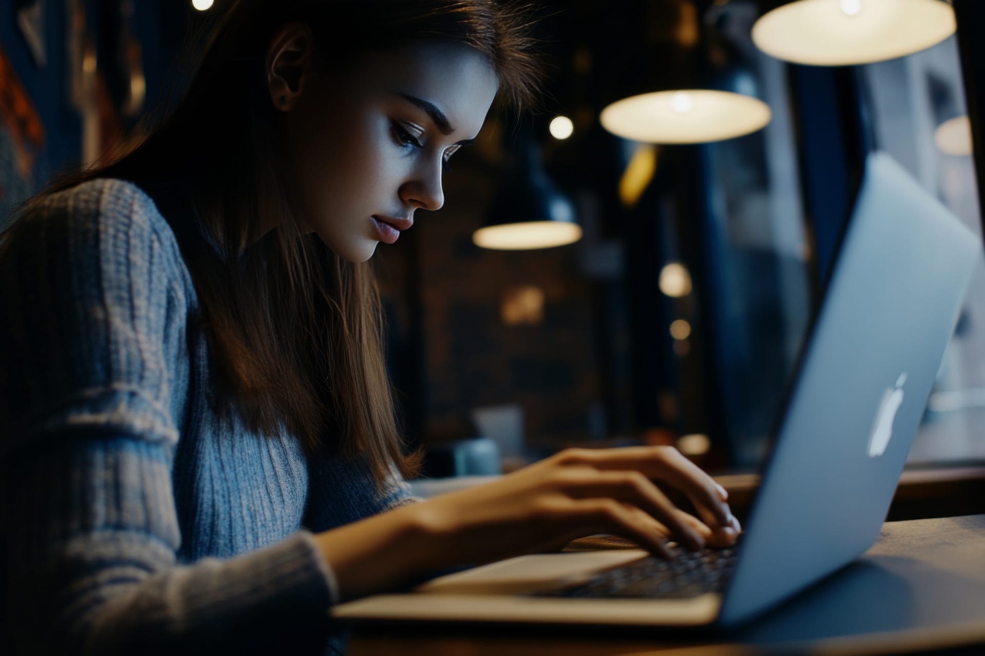 Young woman working in a cafe.