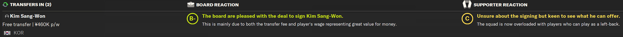 Kim Sang-won Kashiwa Football Manager 2024