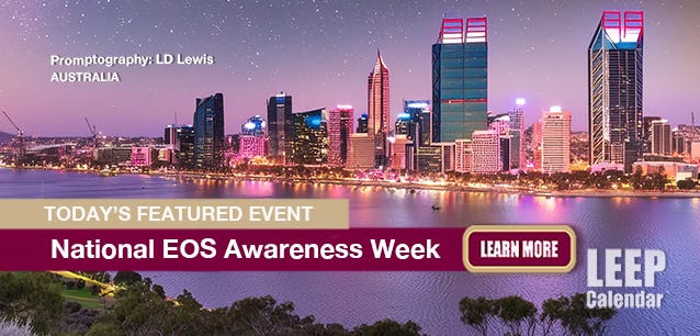 Buildings are lit in pink and purple throughout Australia during EOS Awareness Week—Promptography LD Lewis