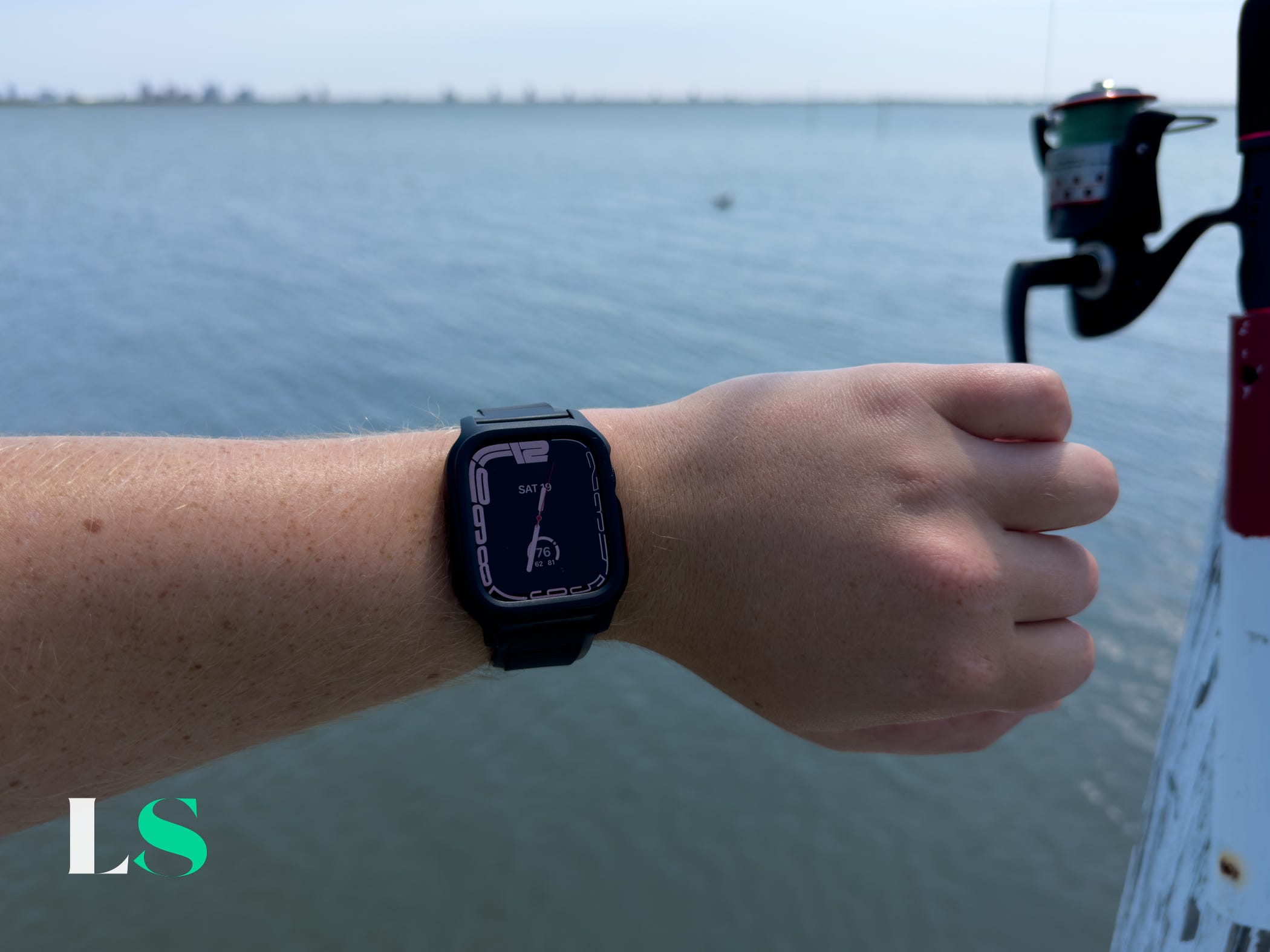 Nomad Rugged Case for Apple Watch at the water.