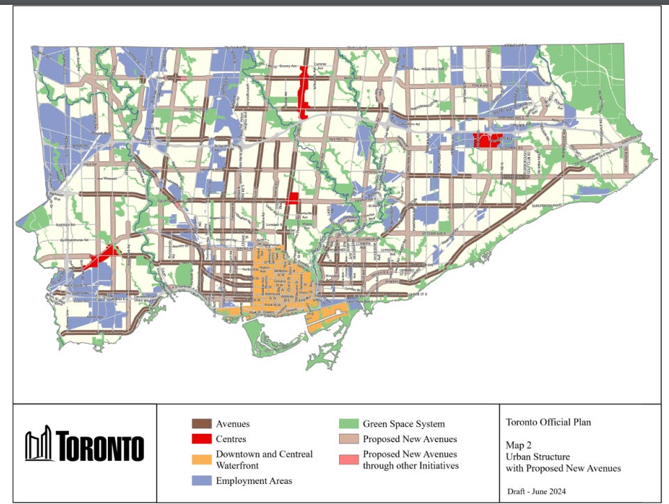 Map of Avenues from Toronto Planning