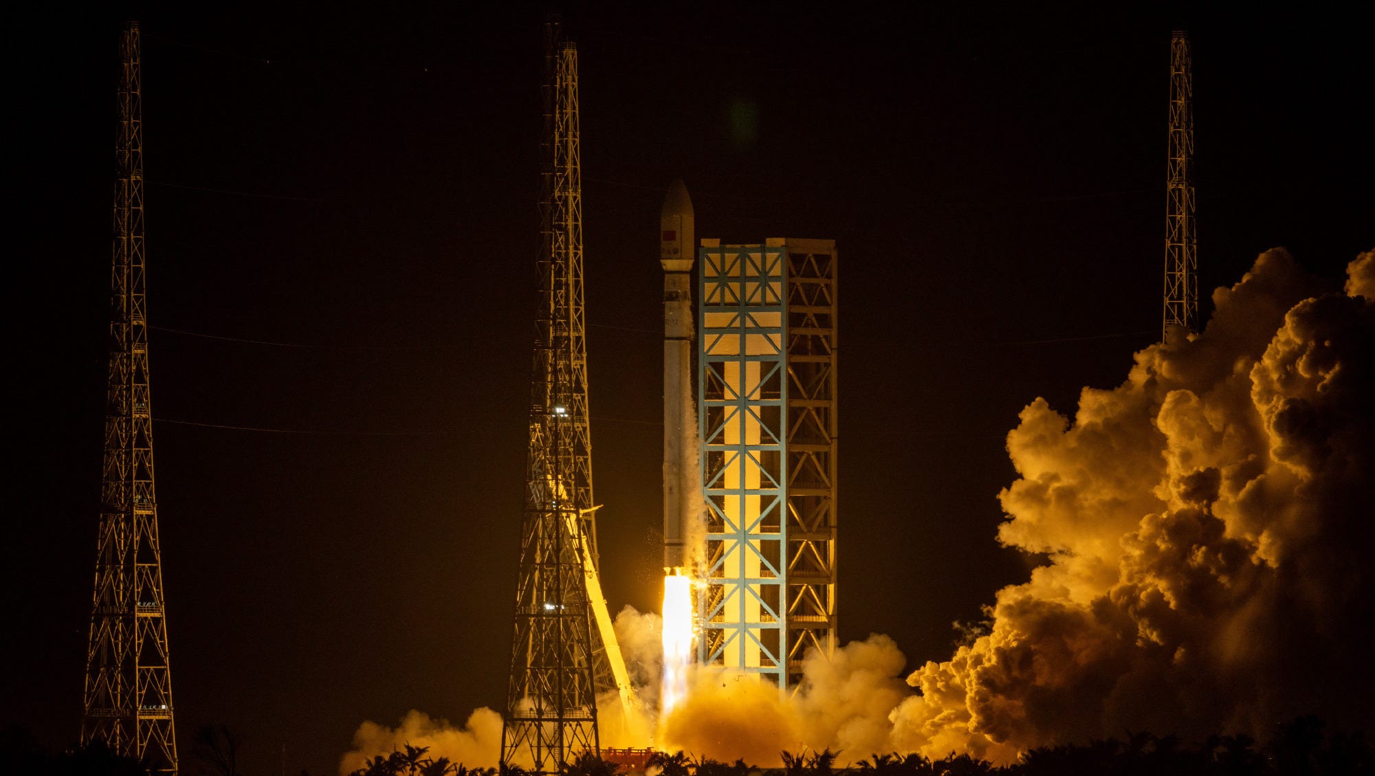 The Long March 12 Y1 vehicle lifting off from Commercial Launch Pad 2 at the Wenchang Commercial Space Launch Site.