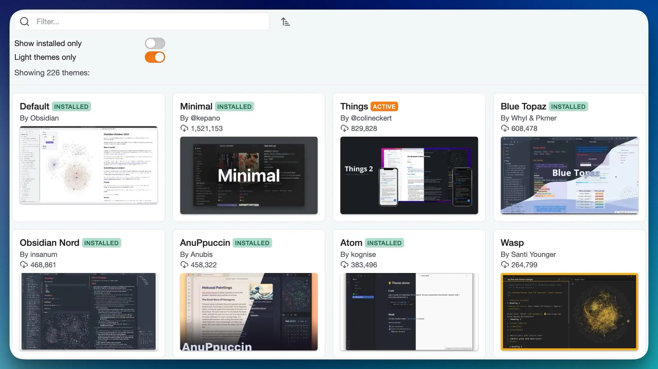 Obsidian Themes - Screenshot by Author