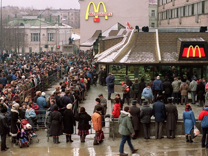 Russia's first McDonald's opens 1990