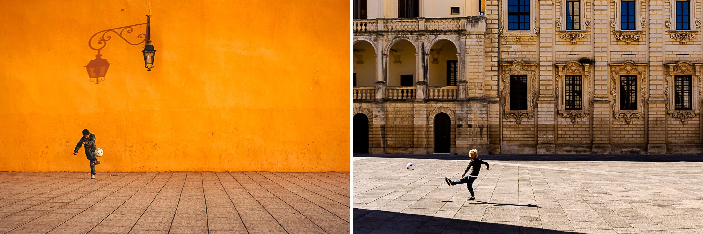 Isolated footballers. Marrakesh, Morocco, 1/400, f/8, ISO 200, 70mm & Lecce, Italy, 1/1000, f/8, ISO 100, 50mm Isolated footballers. Marrakesh, Morocco, 1/400, f/8, ISO 200, 70mm & Lecce, Italy, 1/1000, f/8, ISO 100, 50mm