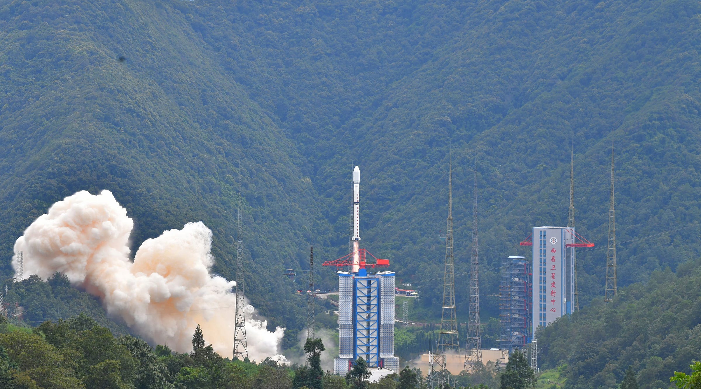 The Xichang Satellite Launch Center during the launch of the Long March 4B Y72 vehicle, in August 2024.