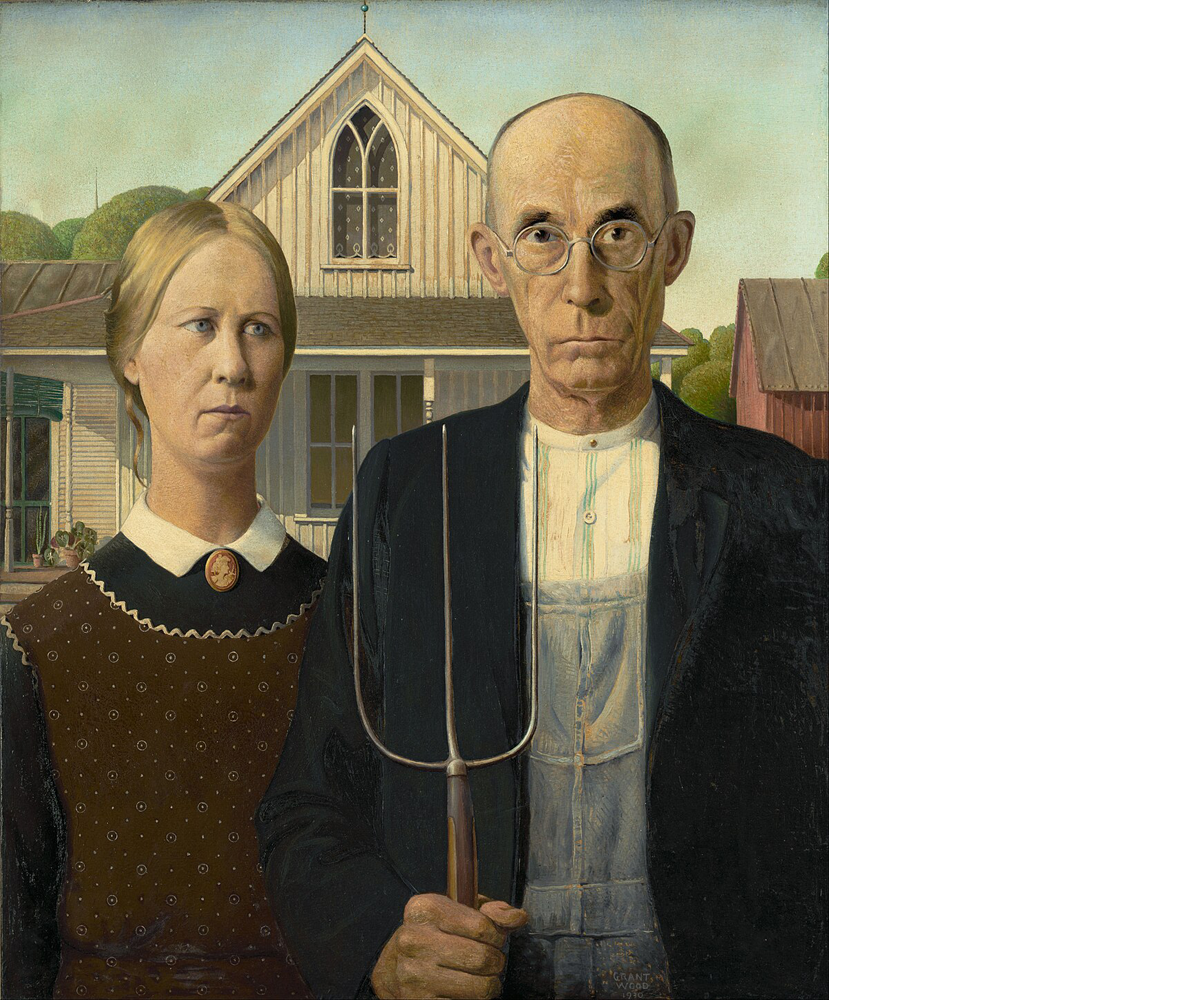 Grant Wood’s ‘American Gothic’ renamed ’White Couple with Pitch Fork’ by World Economic Forum