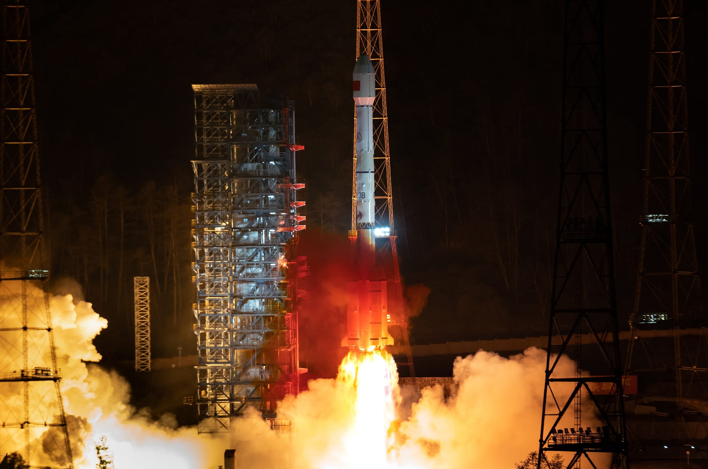 The Long March 3B/E vehicle lifting off from Launch Complex 2 on March 26th, 2025.