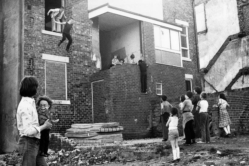 Kids Jumping onto Mattresses. Tish Murtha © Ella Murtha