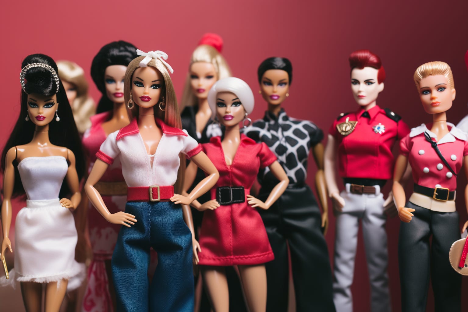 A variety of Barbies in power poses