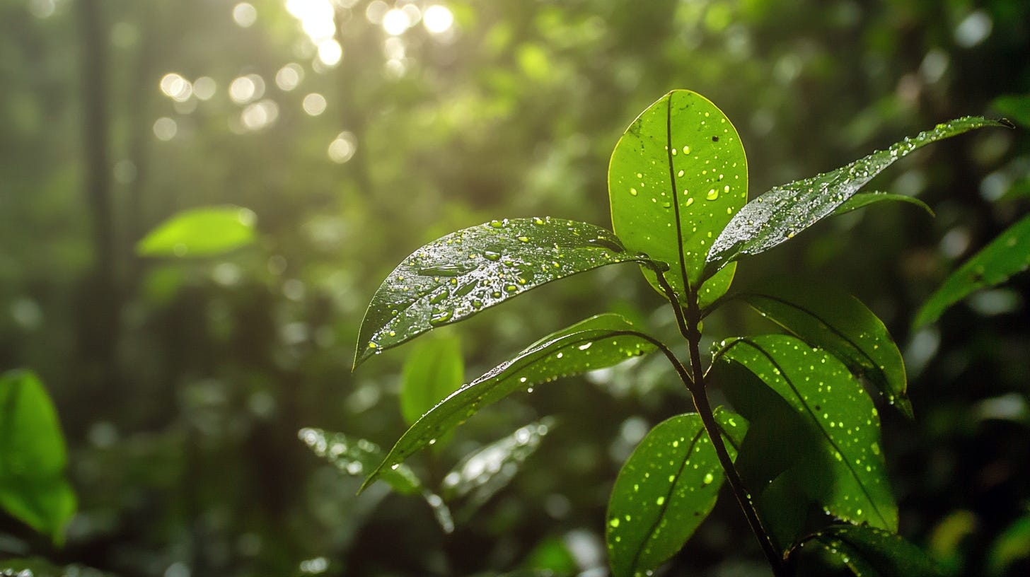 Cutaway shot is a great way to add details to your scene. /imagine prompt: a cutaway photograph shot of a dew on the leave of a wild plant in the jungle — ar 16:9 — v 6.1