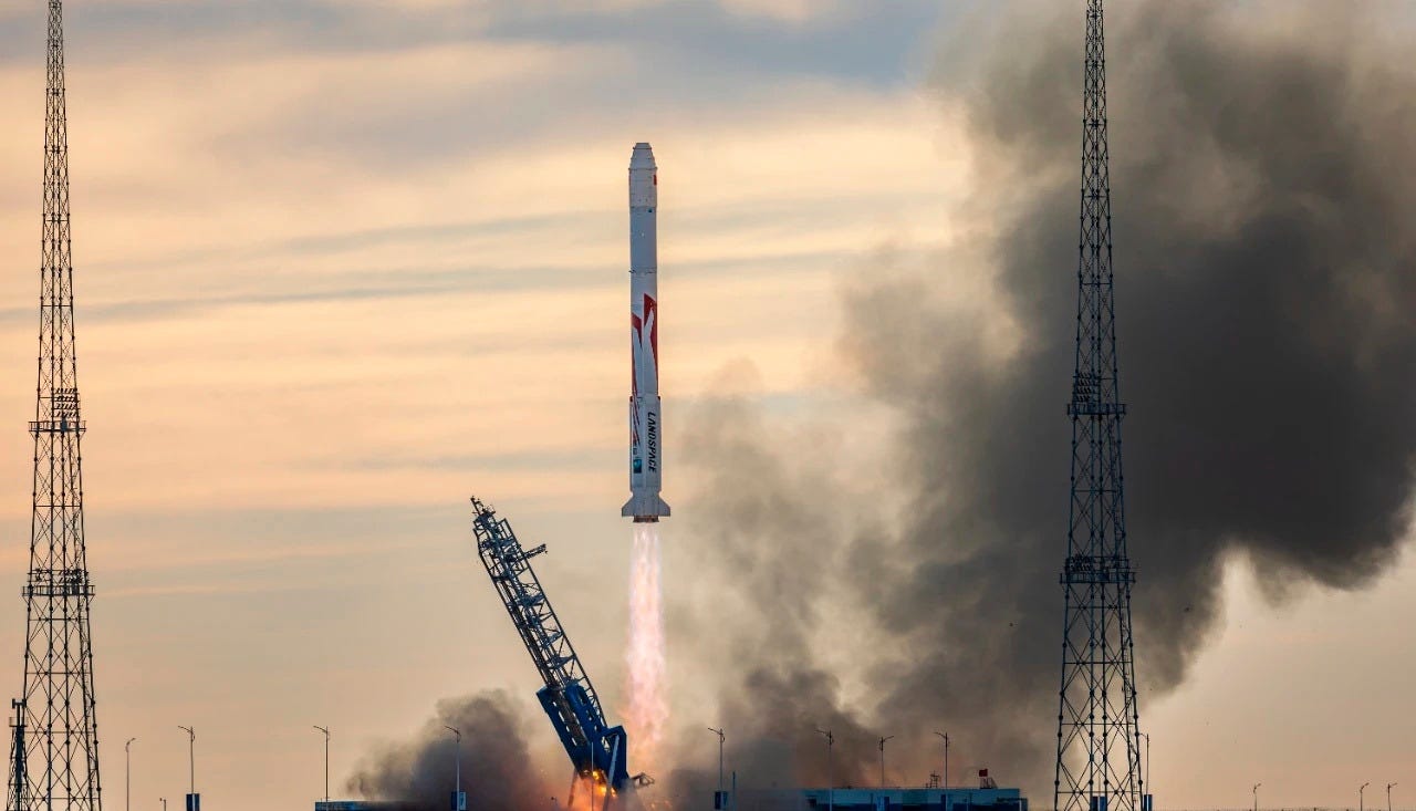 LandSpace’s Zhuque-2E Y1 vehicle lifting off from Launch Area 96A at the Jiuquan Satellite Launch Center.