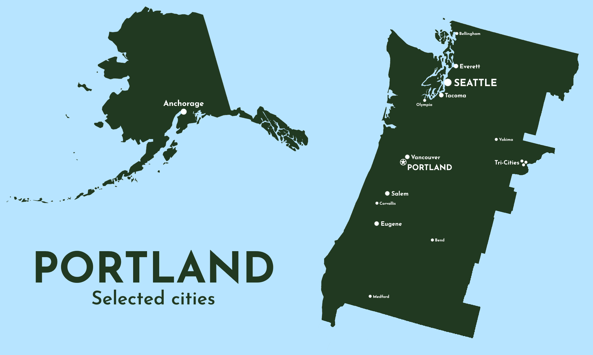 Map of Portland cities