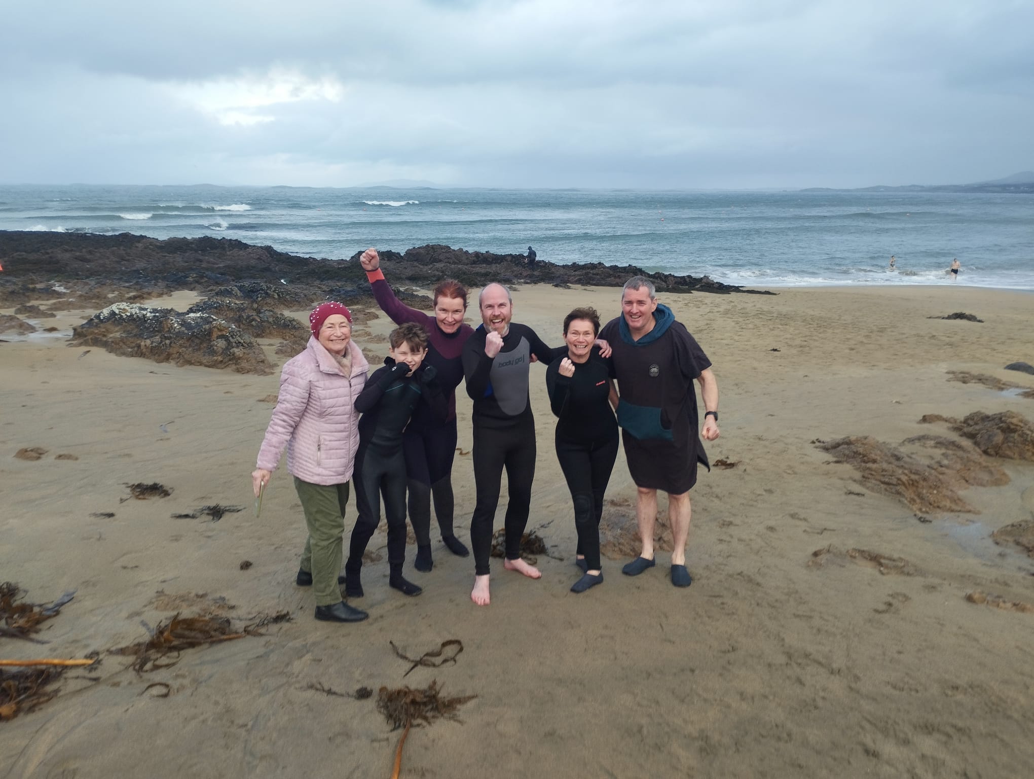 Oliver Moran taking part in a new year's swim with family in County Mayo.