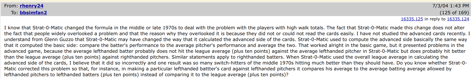 Robert Henry Strat-O-Matic Baseball