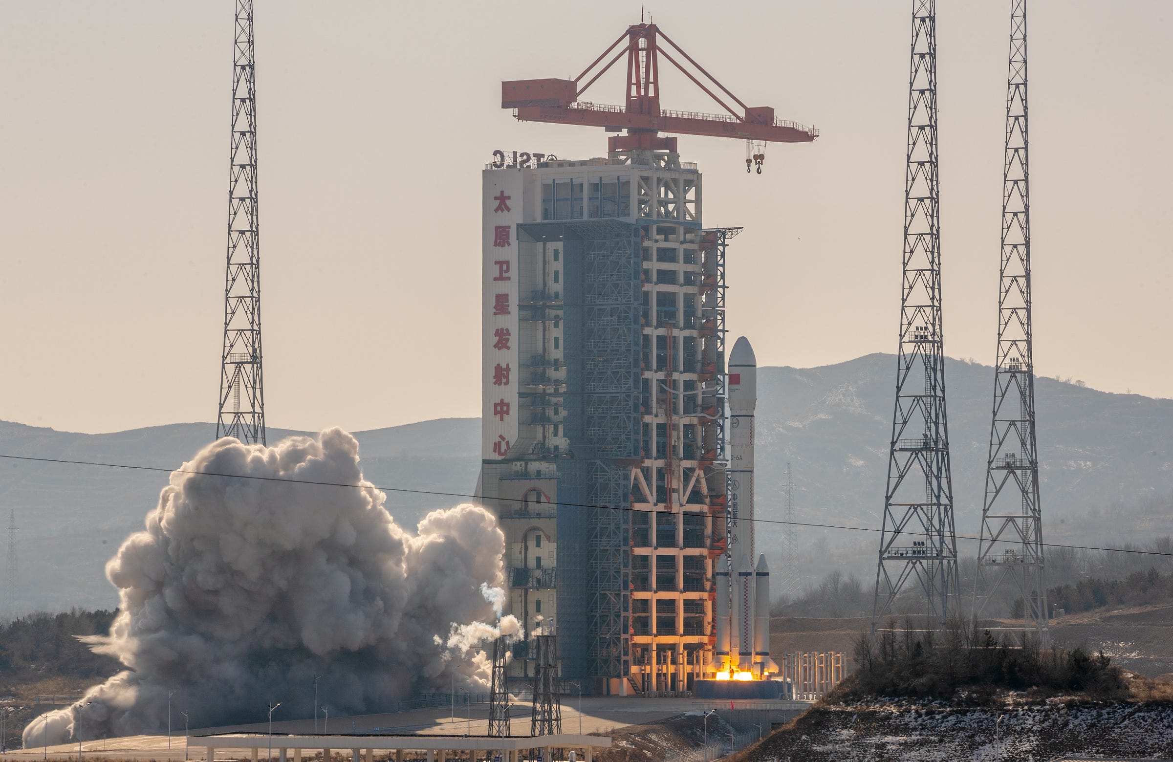 The Long March 6A Y6 vehicle lifting off from Launch Complex 9A carrying a batch of Qianfan satellites.