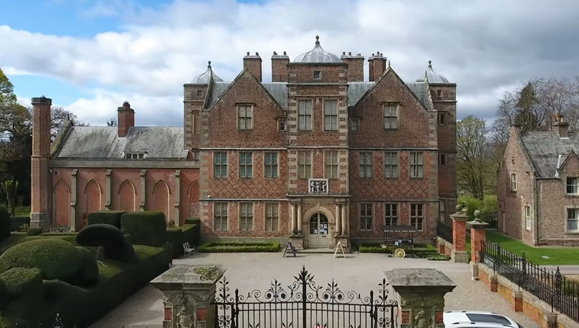 Front of Kiplin Hall, Yorkshire, a Jacobean country house.