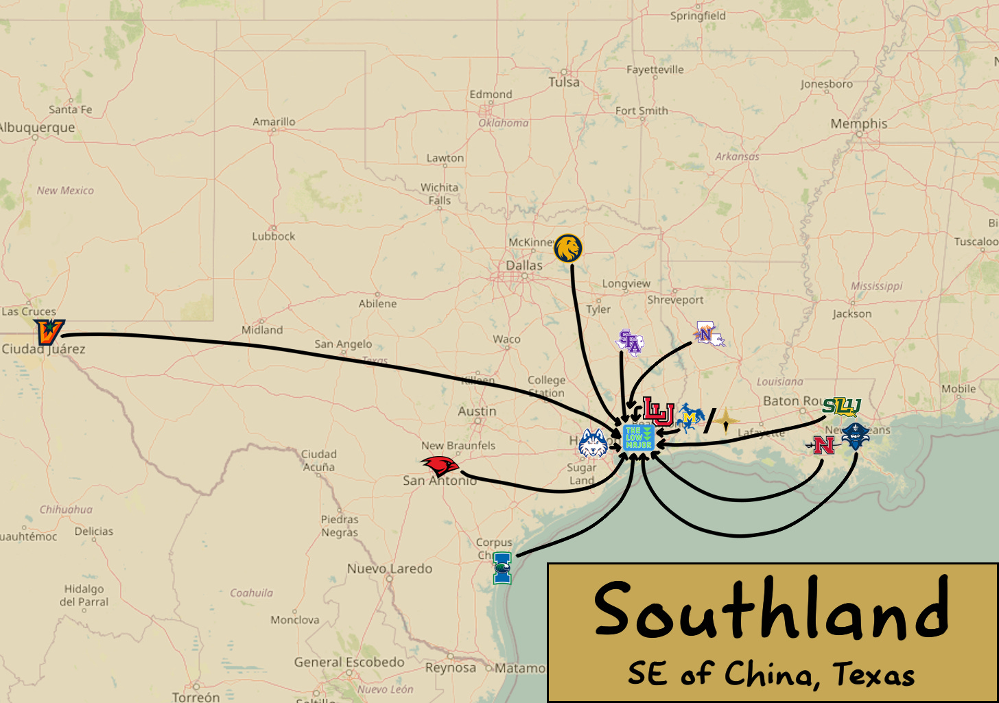 Southland midpoint map