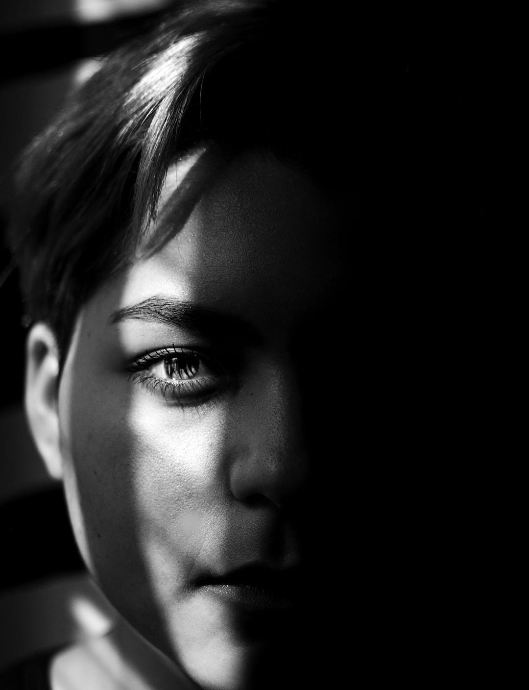 grayscale photo of woman