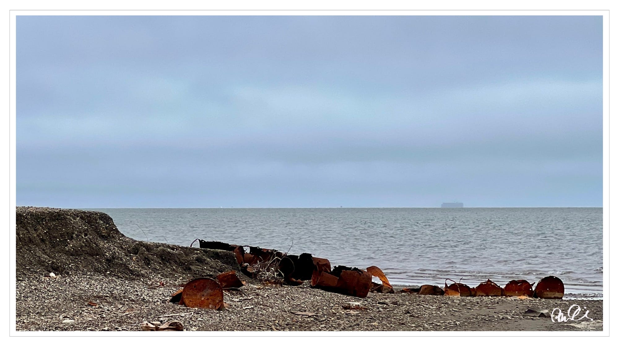 Rusting oil barrels, Arctic Ocean, Prudhoe Bay, Alaska