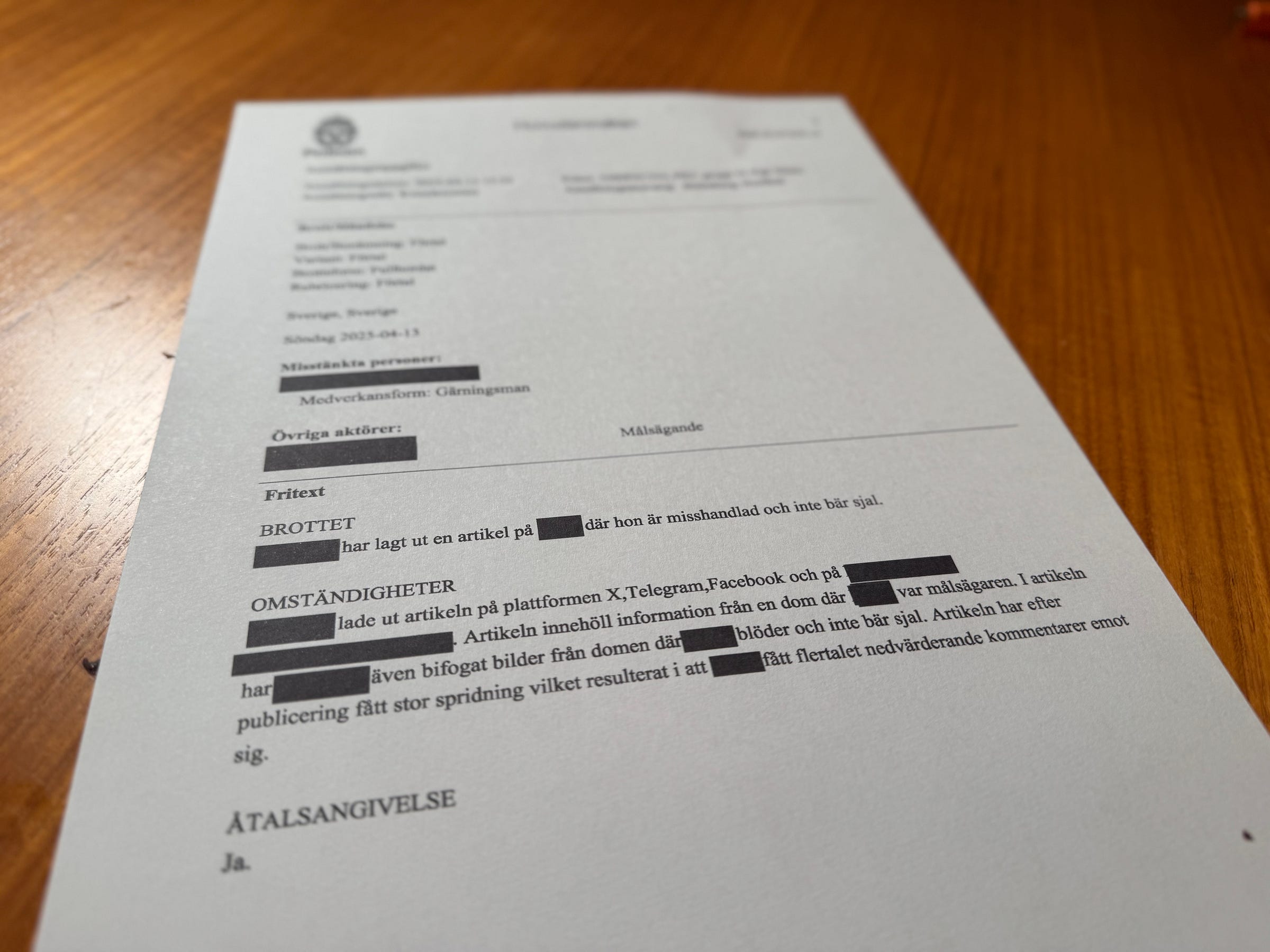 Bilan Osmans numera nedlagda polisanmälan om grovt förtal