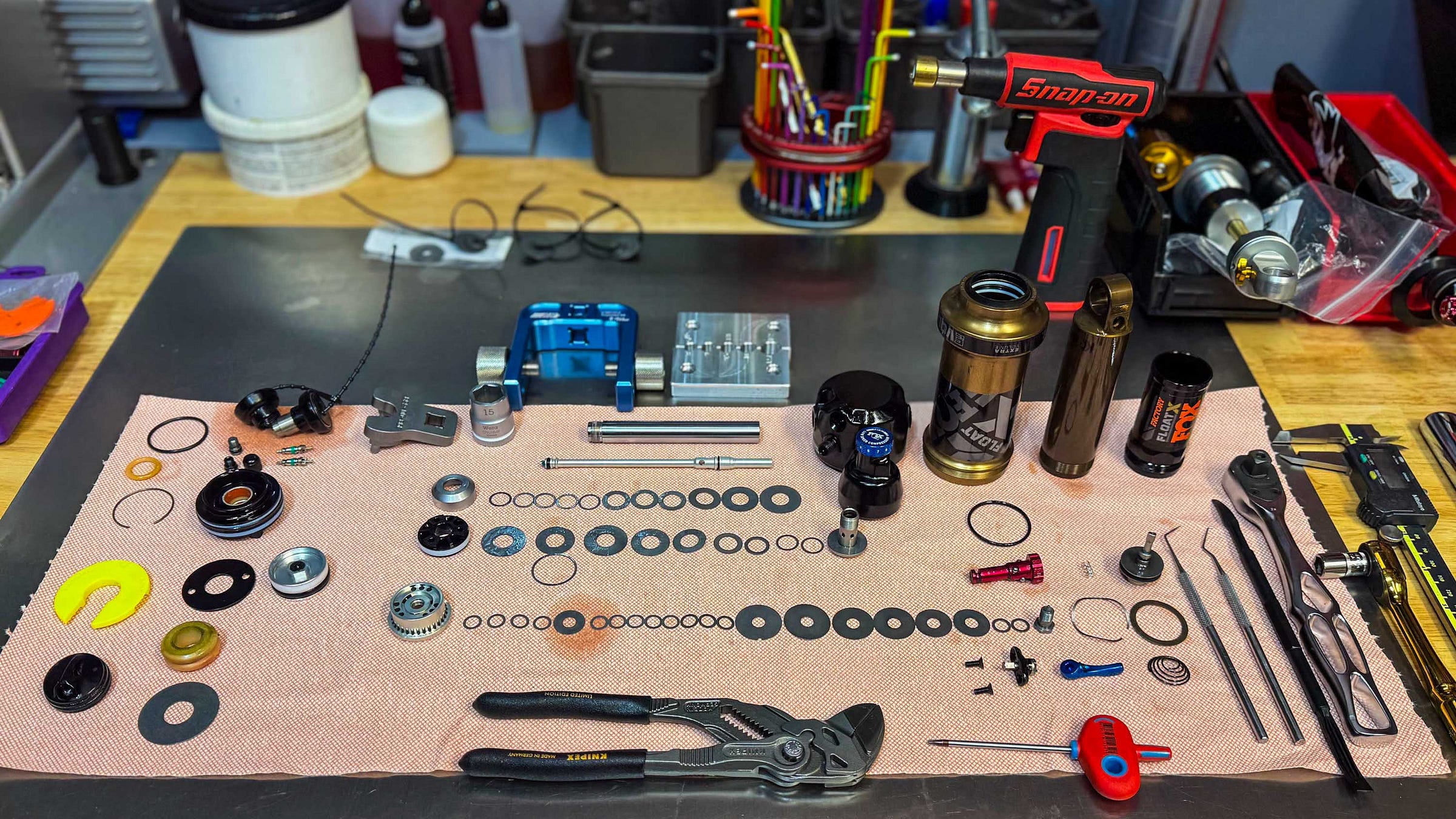 mountain bike rear shock disassembled