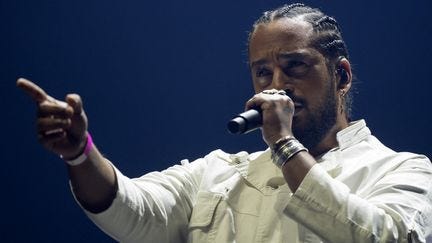 Le chanteur Slimane lors du concours de l'Eurovision en 2024, aux Suède. (SANDER KONING / ANP MAG via AFP)