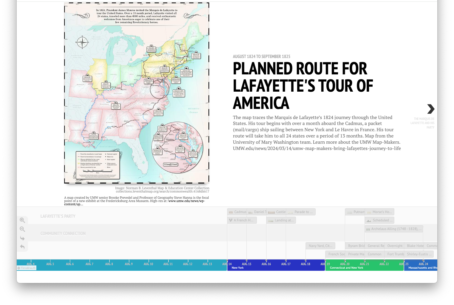 A screenshot from the current timeline at projectkin.org/lafayette-incomplete