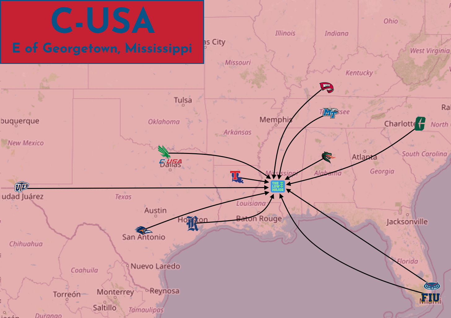 C-USA midpoint map