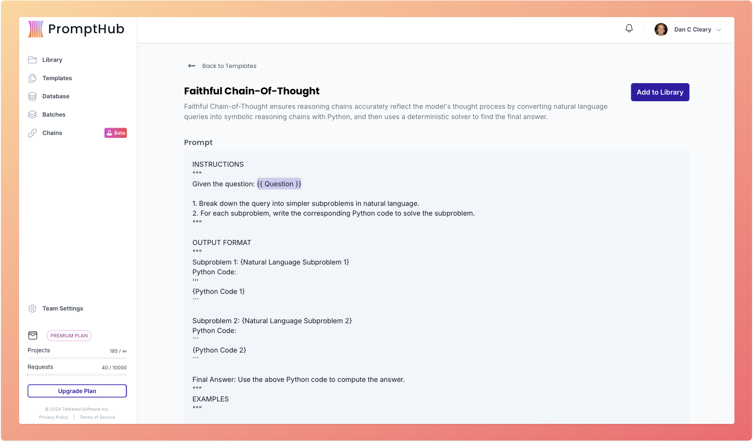 Faithful chain of thought template in PromptHub