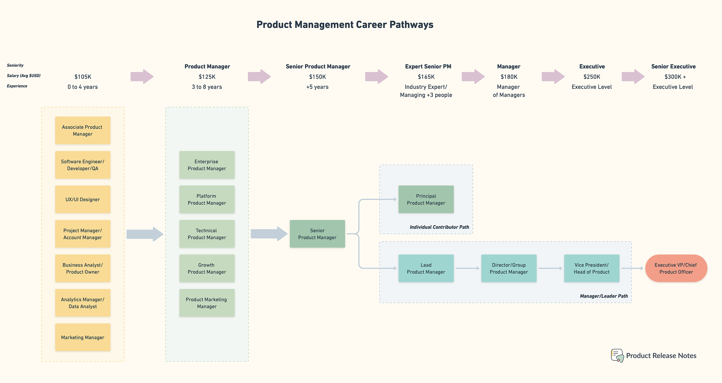 Typical career pathways in Product Management by Product Release Notes