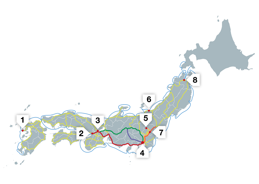 Map of major transport connections in Edo and early Meiji period Japan