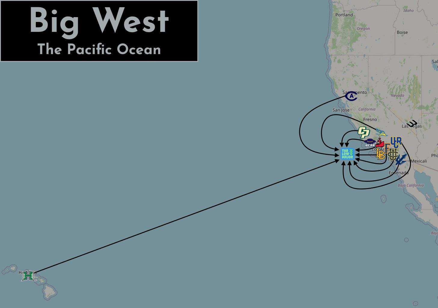 Big West midpoint map