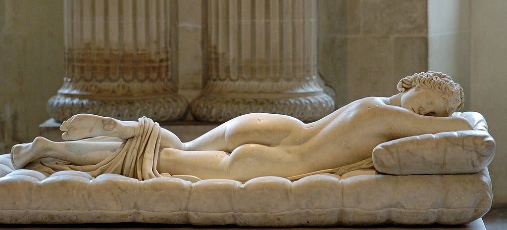 Roman sculpture of sleeping hermaphroditus