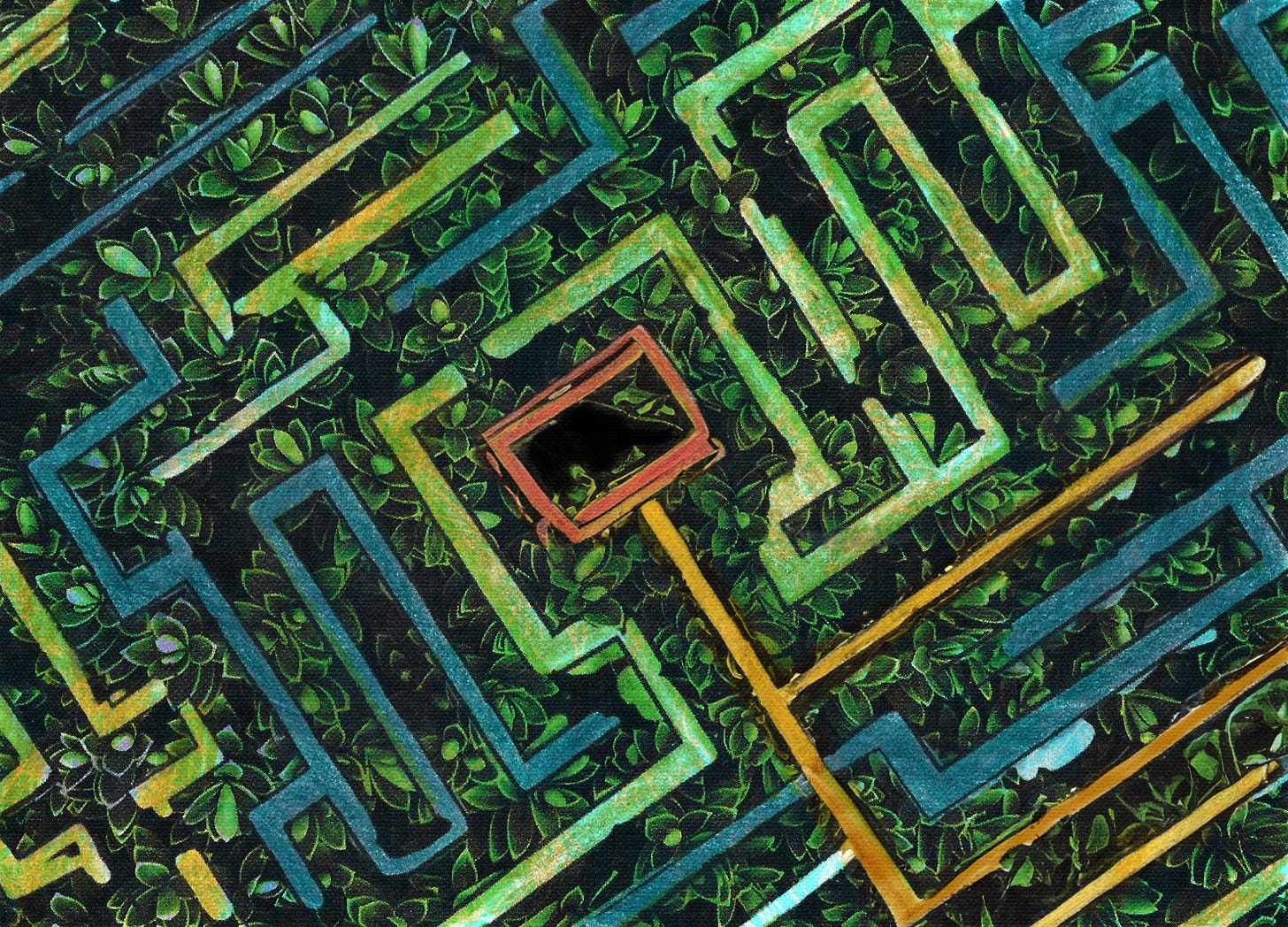 A labyrinthine maze designed to resemble a semiconductor chip