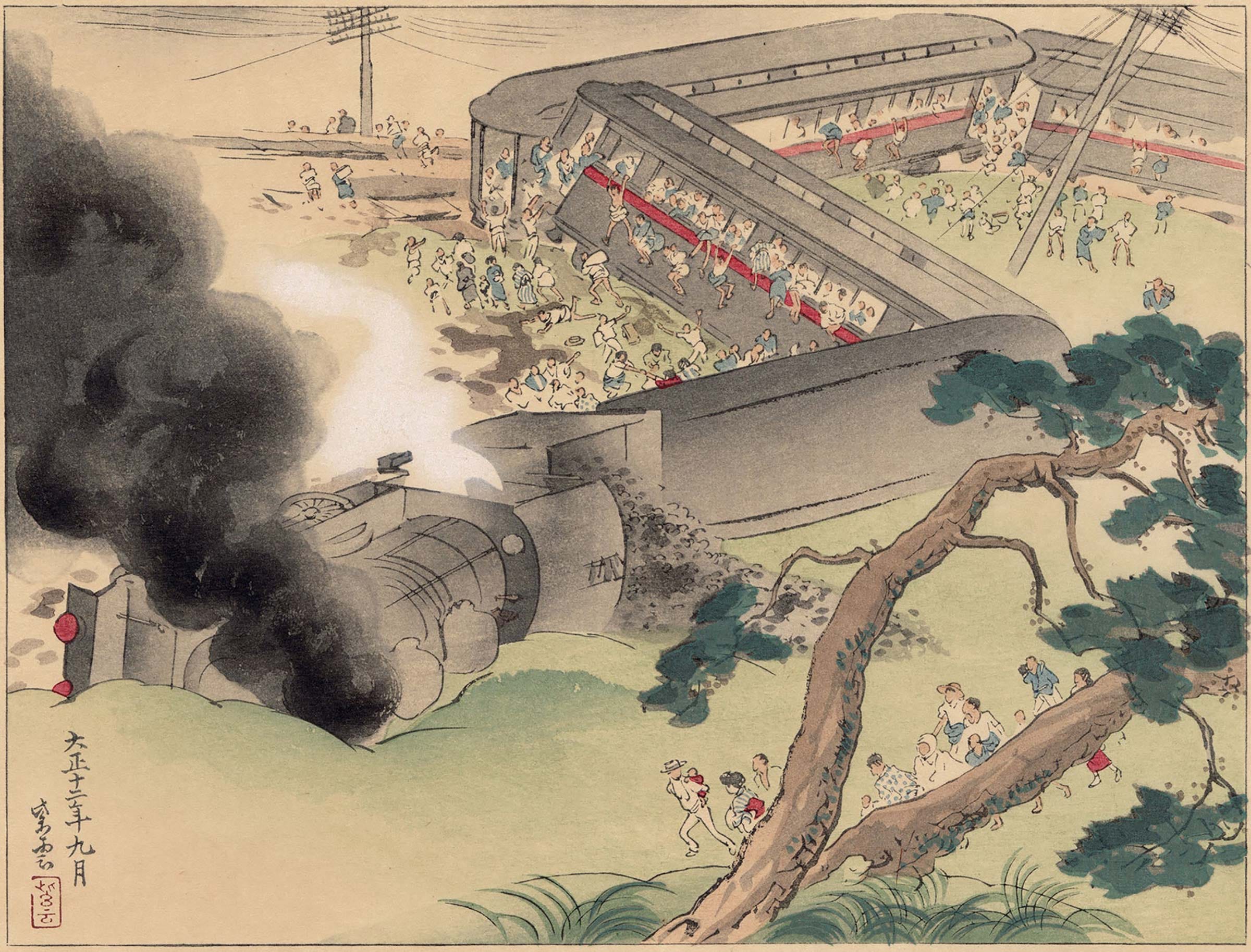 Ukiyoe woodblock print of the Great Kantō Earthquake