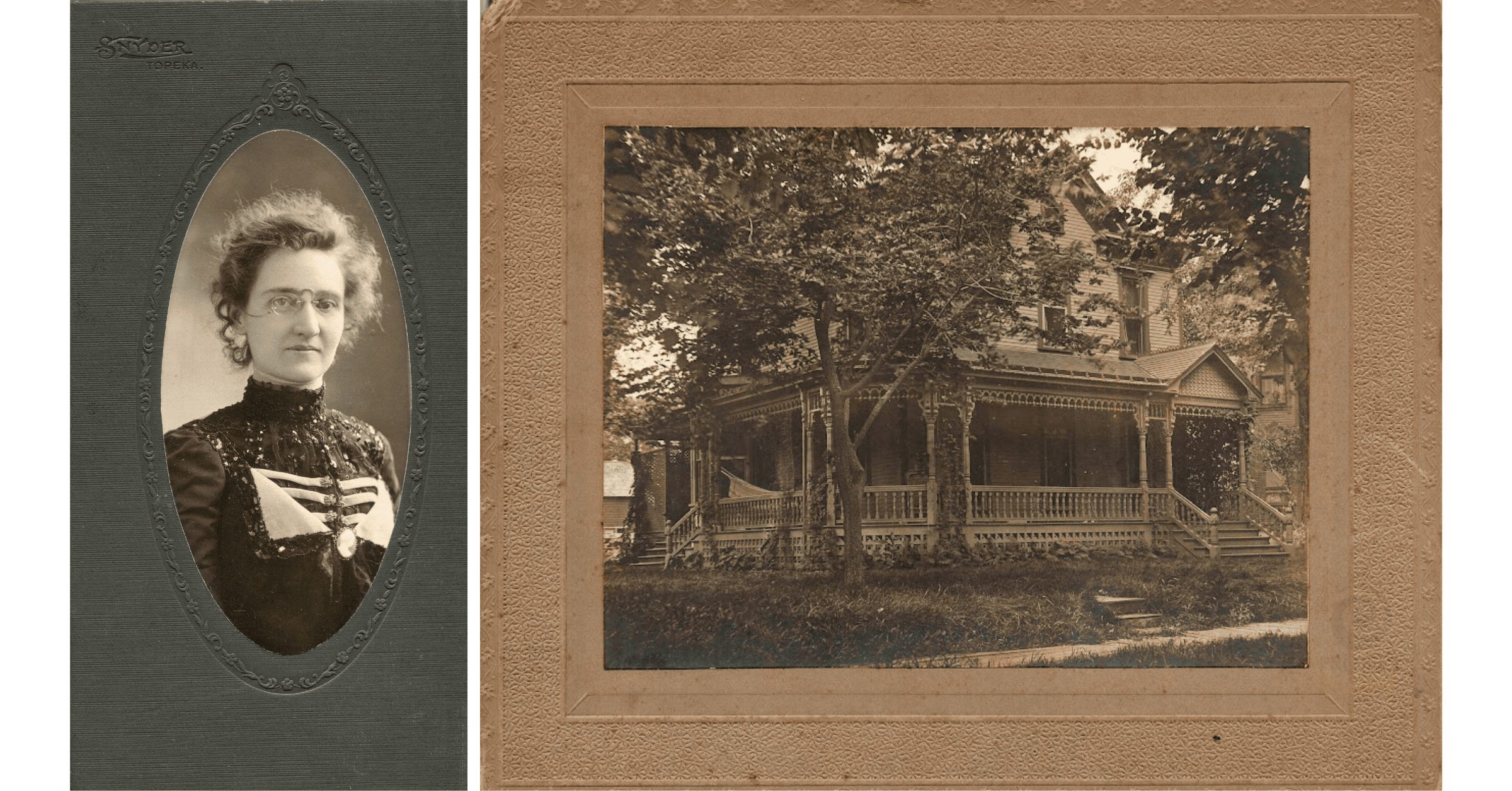 Blanche Bradshaw (Harger), left, photographed as a young school teacher. The Abilene home the young Harger family moved not long after her husband became the editor of the Reflector-Chronicle newspaper. Blanche Bradshaw (Harger), left, photographed as a young school teacher. The Abilene home the young Harger family moved not long after her husband became the editor of the Reflector-Chronicle newspaper.