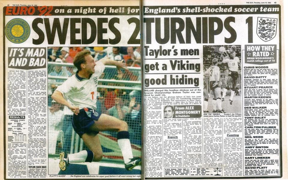 Graham Taylor 1992 The Sun Football England Sweden