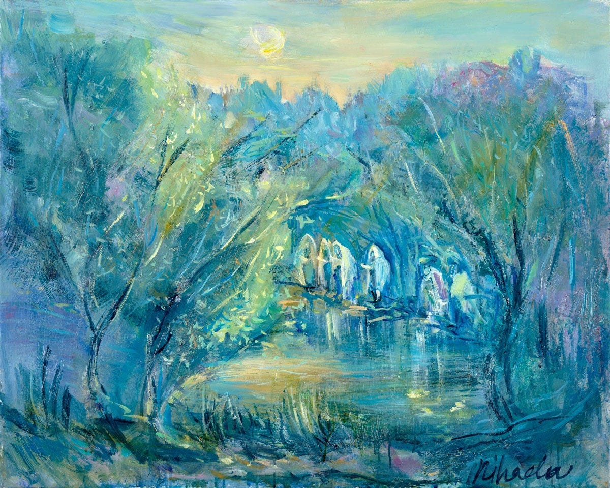 Gold and Blue Abstract Yom Kippur Painting Tashlich on the Water Beneath  the Trees, Jewish Painting - Etsy