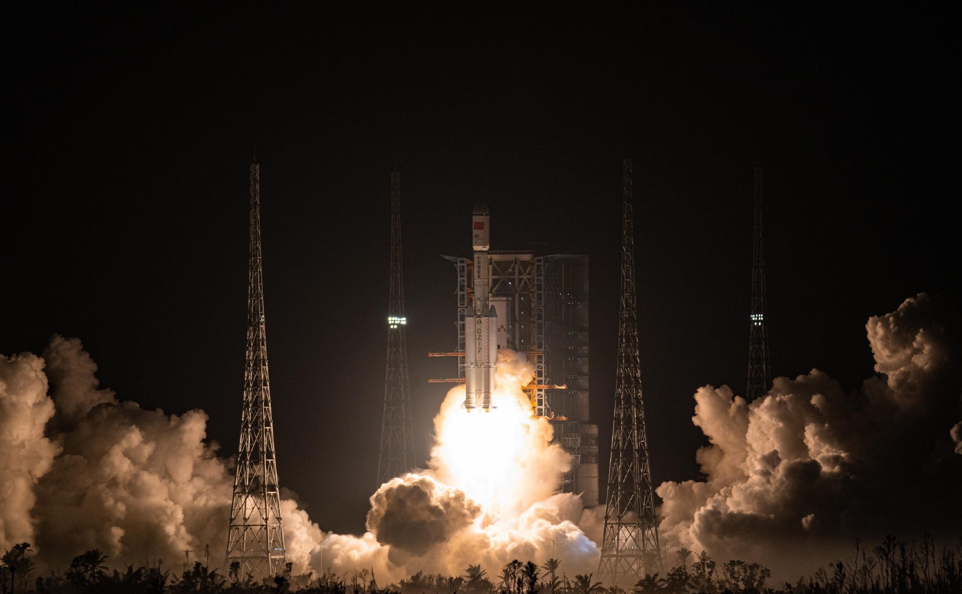 The Long March 7 Y9 vehicle lifting off from Launch Complex 201 at the Wenchang Space Launch Site for the Tianzhou-8 mission.