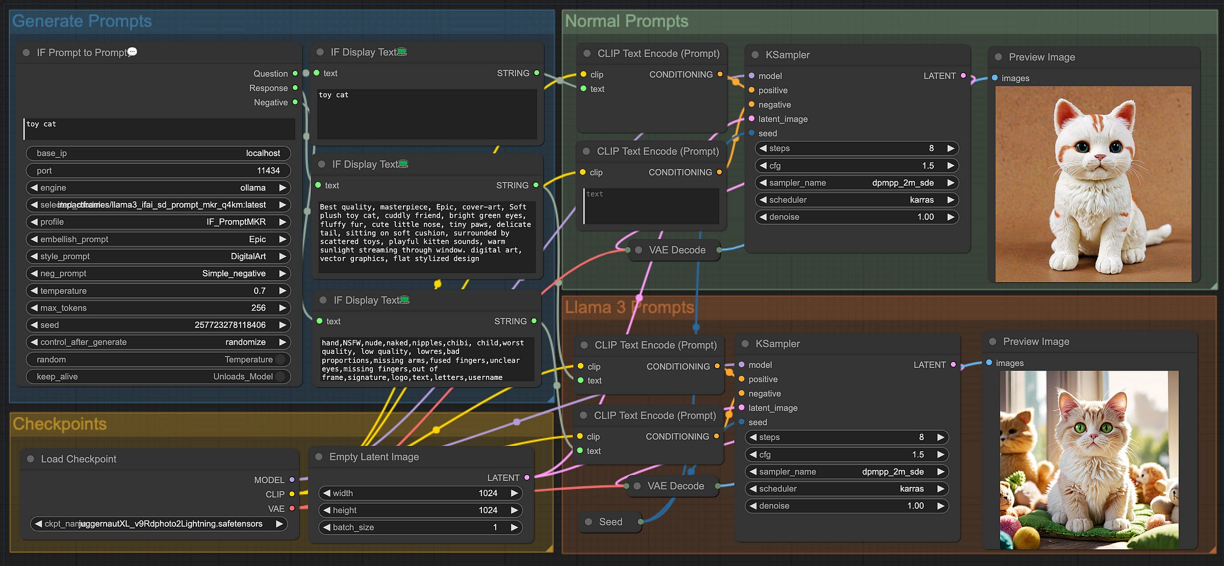 Workflow for Generate Images to compare prompts