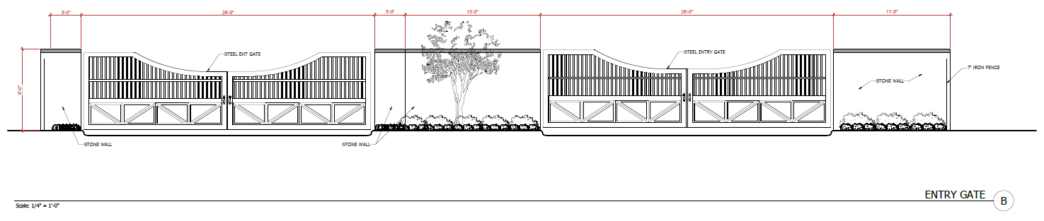 A sketch of the newly approved gates for the Blackberry Farm development in Coppell