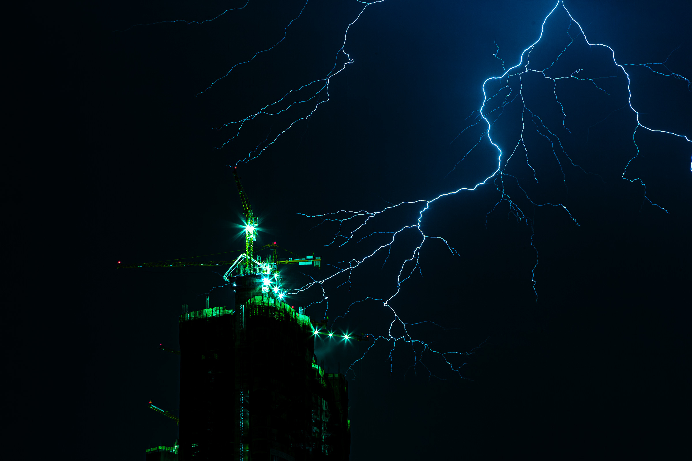 Lightning above a construction site. 11 sec, f/11, ISO100, 70mm