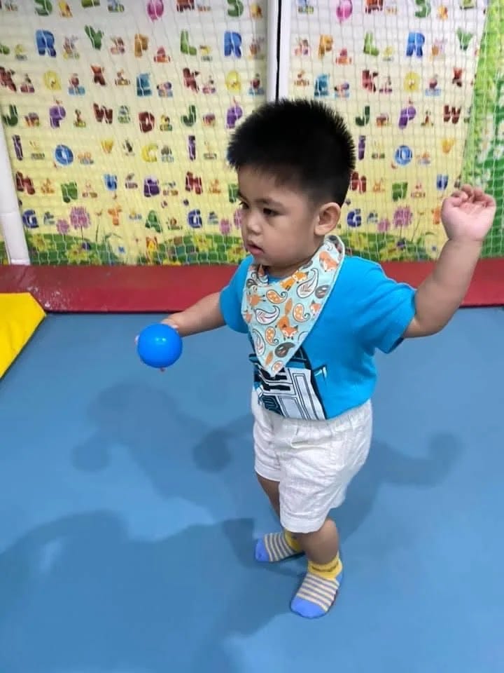 Little boy playing on a trampoline at Kidzooona