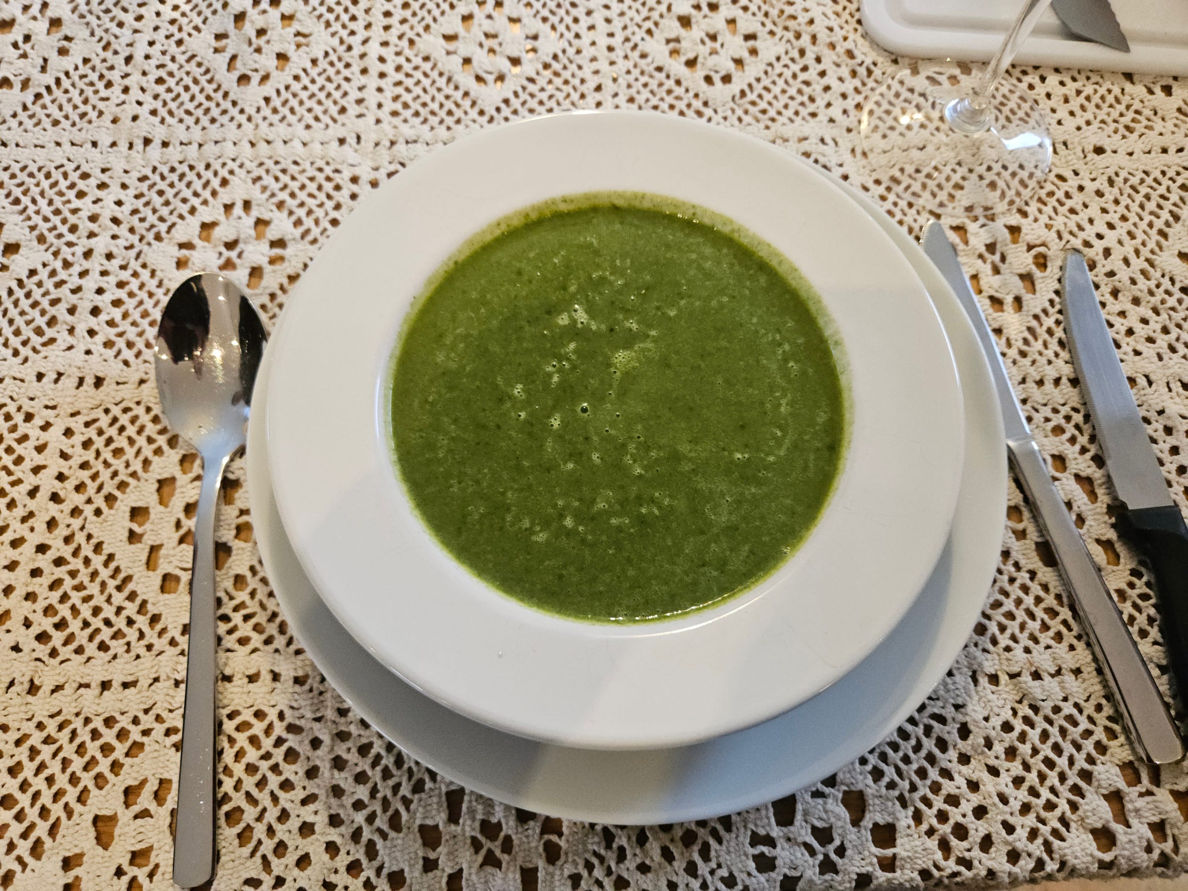 Creamy wild garlic soup--the results of our foraging adventure in Ballyseedy Woods