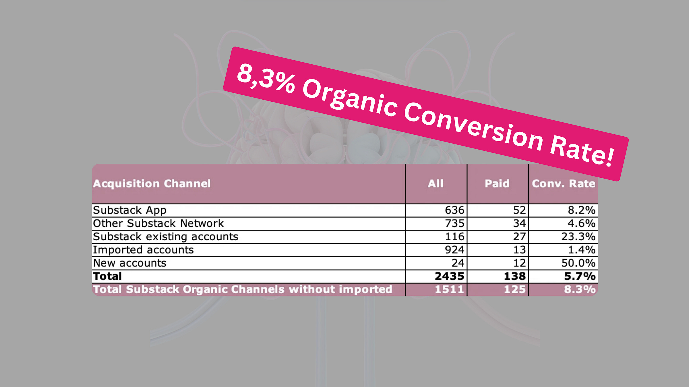 substack conversion rate by channels