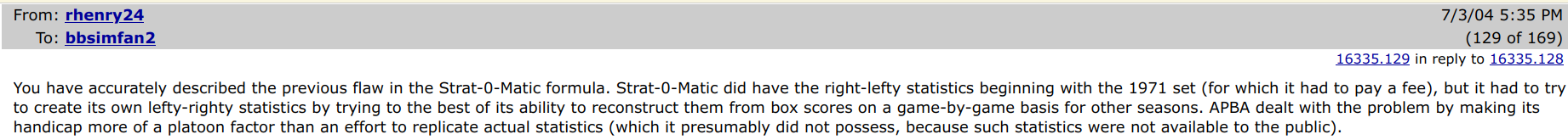 Robert Henry Strat-O-Matic Baseball